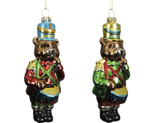 Weihnachtsbaumanhänger Soldaten Kunststoff zufällige Farbauswahl Zwei Bären als Weihnachtsschmuck in Soldatenuniform