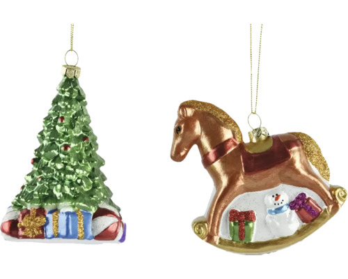 Weihnachtsbaumschmuck Weihnachtsbaum Kunststoff grün Weihnachtsbaum- und Schaukelpferd-Christbaumschmuck zum Aufhängen