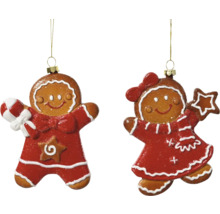 Zwei Lebkuchenmann-Christbaumschmuck mit Aufhängung