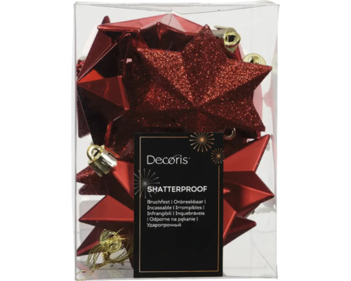 Weihnachtsbaumschmuck Stern Kunststoff rot Verpackung bruchfester Weihnachtssterne mit Aufhängern