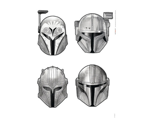 Decosticker Star Wars Mandalorian Helmet 4-tlg. 7 x 5 cm Illustration von vier Mandalorianer Helmen