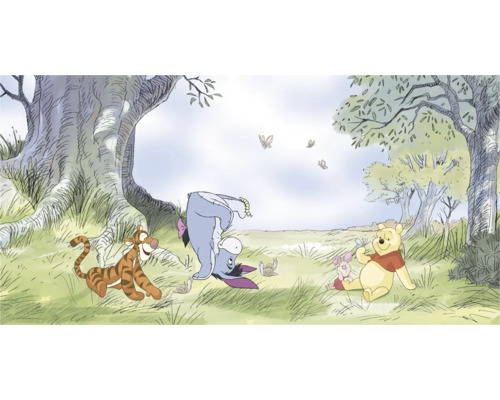 Papier peint panoramique intissé DX10-243 Disney Winnie Pooh Friendly 10 pces 250 x 500 cm Illustration de Winnie l''ourson, Porcinet, Tigrou et Bourriquet dans les bois