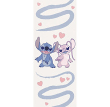 Illustration de Stitch et Angel avec des cœurs et des volutes
