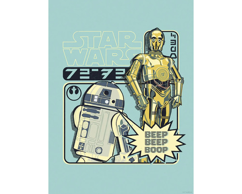 Poster Star Wars Beep Boop 30x40 cm Illustration Star Wars avec R2-D2 et C-3PO