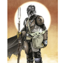 Illustration von Mandalorianer mit Baby Yoda