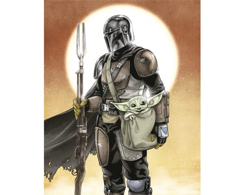Illustration von Mandalorianer mit Baby Yoda