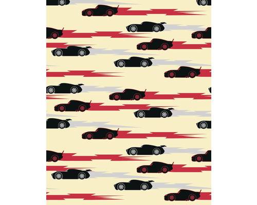 Papier peint panoramique intissé DX4-207 Disney and Pixar Cars Pattern 4 pces 250 x 200 cm Motif avec des voitures de course stylisées et des lignes de vitesse