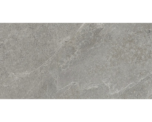 Graue Steinzeugfliese mit matter Oberfläche.