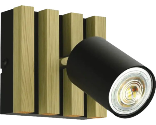 Applique murale aspect bois et spot LED