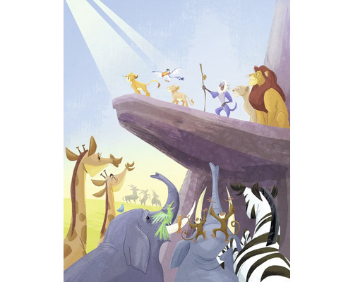 Papier peint panoramique intissé DX4-222 Disney Lion King Long Live 4 pces 250 x 200 cm Illustration d''une scène du film Le Roi Lion avec différents animaux