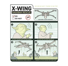 Instructions pour le sauvetage du X-Wing Dagobah avec illustrations et texte.