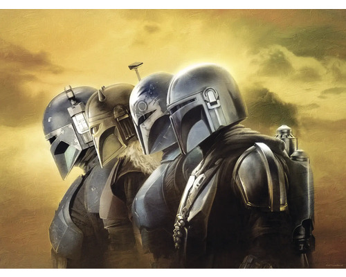 Poster Star Wars The Mandalorian Line Up 40x30 cm Gemälde von vier Mandalorianern in Rüstung