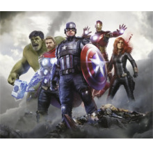 Représentation des personnages Avengers : Hulk, Thor, Captain America, Iron Man et Black Widow.