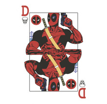 Deadpool Spielkarte mit Schwert und Pistole