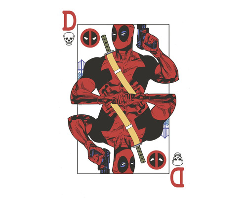 Poster Marvel Deadpool Jack of all Trades 50x70 cm Deadpool Spielkarte mit Schwert und Pistole