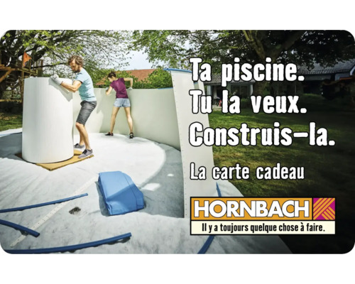 Construction d''une piscine dans le jardin avec le logo Hornbach