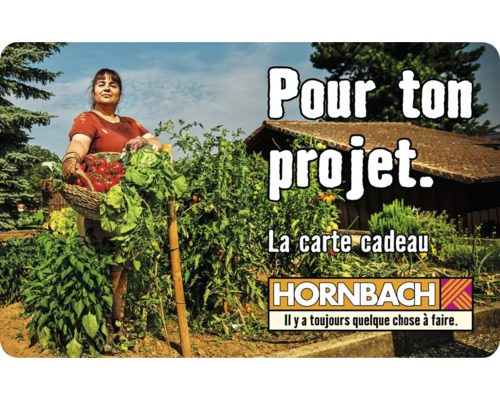 Femme avec un panier de tomates et de légumes dans le jardin, carte cadeau Hornbach