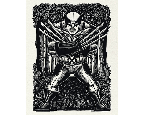 Illustration von Wolverine mit Krallen im Wald