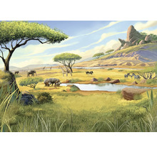 Illustration d''une savane africaine avec des animaux