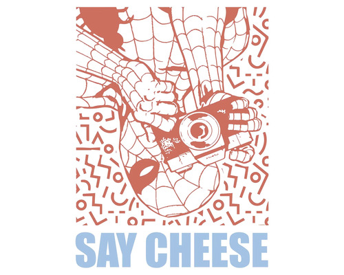 Poster Marvel Spider-Man Say Cheese Red 40x50 cm Spider-Man mit Kamera, Text: Say Cheese