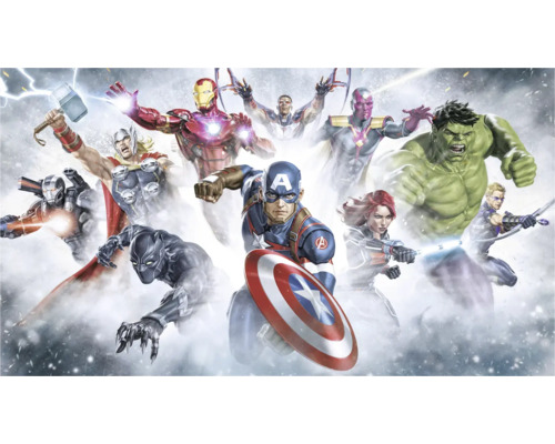 Papier peint panoramique intissé DX9-199 Marvel Avengers Strike 9 pces 250 x 450 cm Illustration des super-héros Avengers