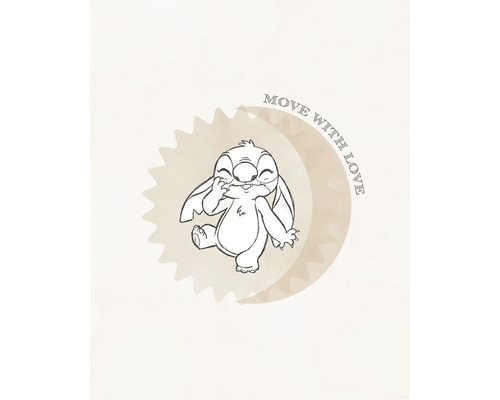Illustration de Stitch avec l''inscription ''Move With Love''