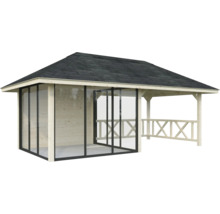 Abri de jardin avec toit plat et cadre en bois