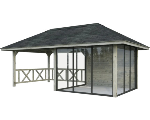 Holzpavillon mit Dach und Seitenwänden