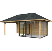 Pavillon de jardin en bois avec toit et vitrage