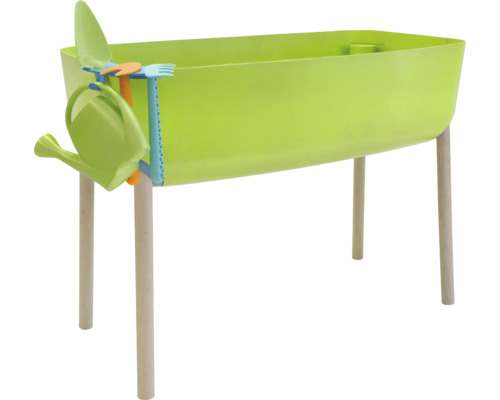 Jardinière surélevée en plastique avec pieds en bois et ensemble d''outils de jardinage