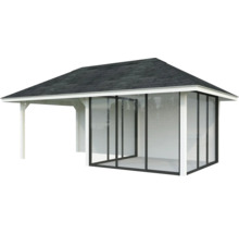 Pavillon de jardin couvert avec façade en verre