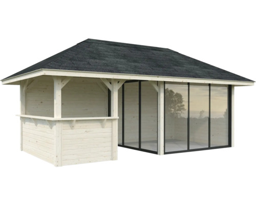 Gartenhaus mit Bar und Fensterfront