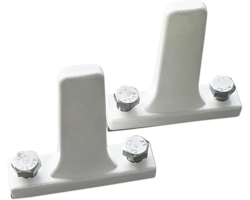 Deux supports de poteau blancs avec vis