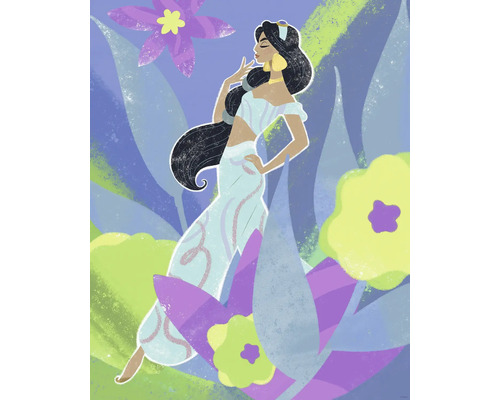 Poster Disney Princess Jasmine in Blue 40x50 cm Illustration von Jasmin in einer floralen Szene