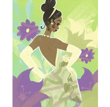 Illustration einer Frau mit Kleid und Blumen