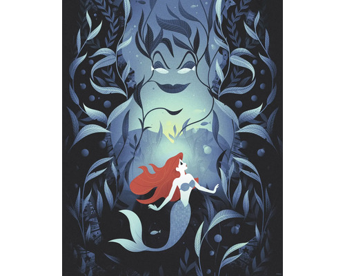 Illustration d''Ariel la petite sirène, avec Ursula en arrière-plan.