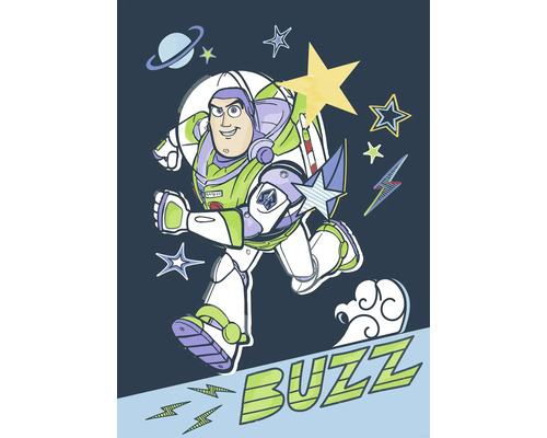Illustration von Buzz Lightyear mit Sternen und Planeten
