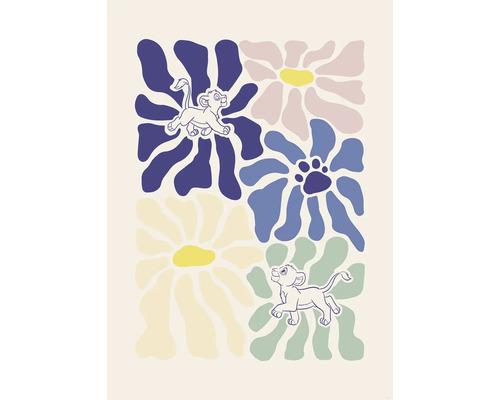 Illustration mit Simba und Blumenmotiven