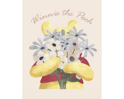 Illustration von Winnie Puuh mit Blumenstrauß