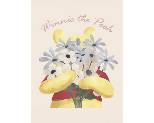 Illustration von Winnie Puuh mit Blumenstrauß