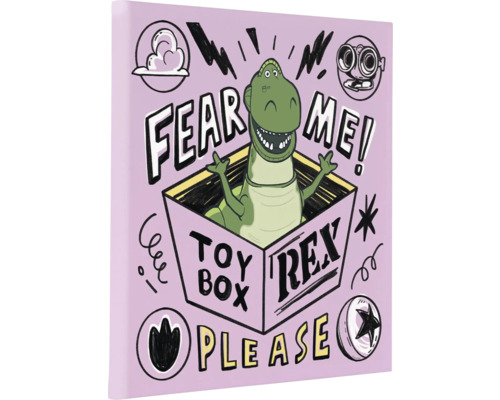 Leinwandbild Disney and Pixar Toy Story Fear Me Please 40x40 cm Toy Story Rex Wandbild mit Dinosaurier-Motiv