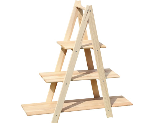 Échelle décorative grand modèle en bois 101 x 31 x 112,5 cm naturel Étagère à plantes en bois à trois niveaux pour le jardin
