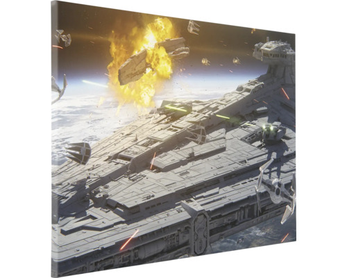 Leinwandbild mit einer Raumschiffschlacht im Weltraum