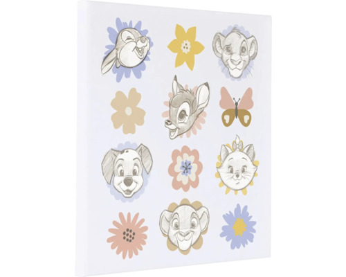 Leinwandbild Disney Classics Flowerheads 40x40 cm Disney Wandbild mit Tiermotiven und Blumen