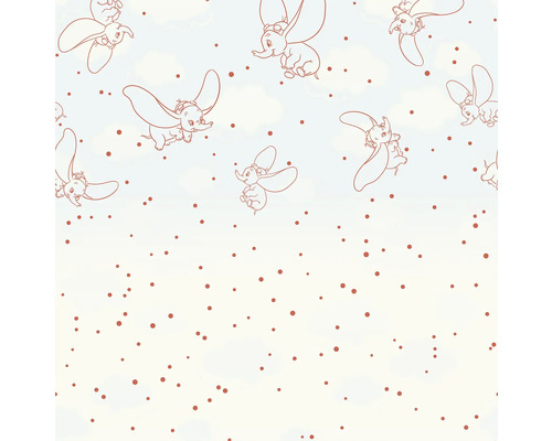 Papier peint panoramique intissé DX5-246 Disney Dumbo Clouds 5 pces 250 x 250 cm Papier peint avec éléphants Dumbo et points