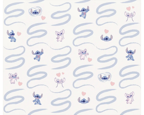 Papier peint panoramique intissé DX6-167 Disney Lilo and Stitch Be Kin 6 pces 250 x 300 cm Papier peint avec motifs de Stitch et Angel et lignes courbes