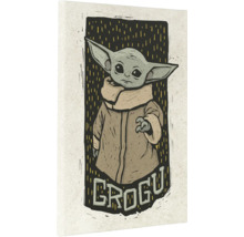 Grogu Wandbild im Blockdruckstil