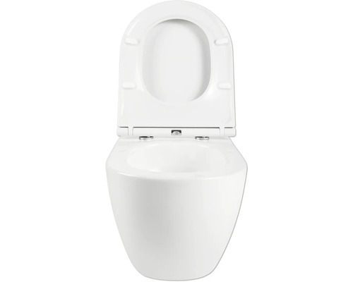 WC suspendu avec bride ouverte et siège de WC