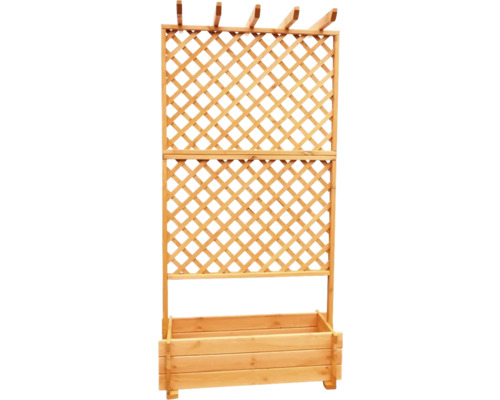 Jardinière avec treillis pour plantes promadino bois 102 x 65 x 200 cm brun Jardinière en bois avec treillis
