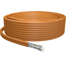 Orangefarbene Datenleitung auf einer Spule